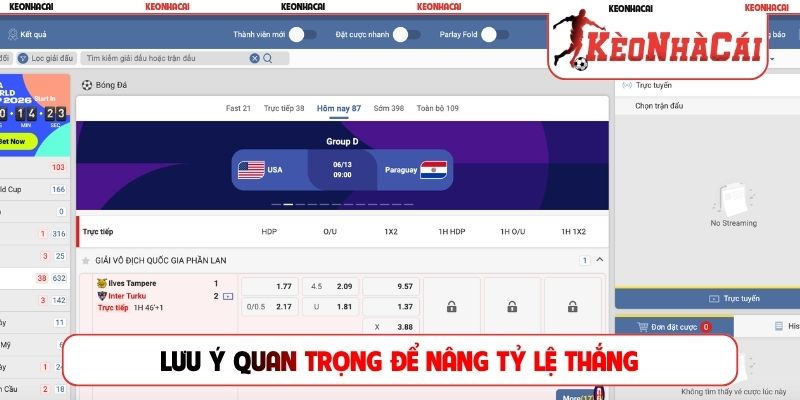 Lưu ý quan trọng để nâng tỷ lệ thắng